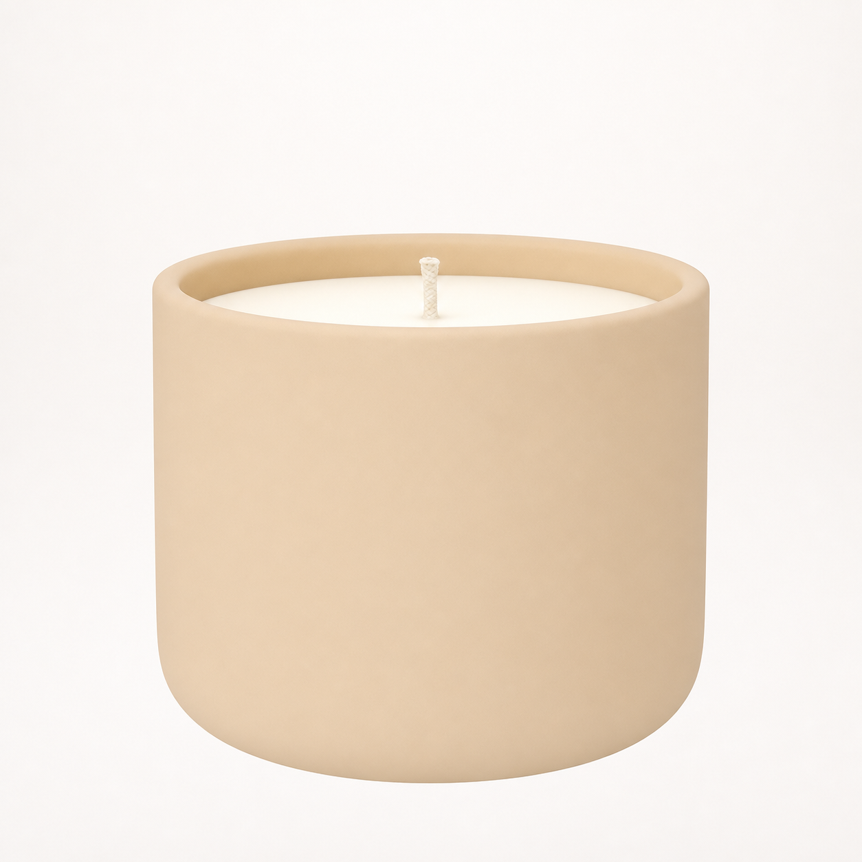 Example of a 3D-rendered-looking AI product photo of a handmade soy candle with too-clean lighting and zero environmental texture, the failure mode that makes AI Etsy listing photos look fake.