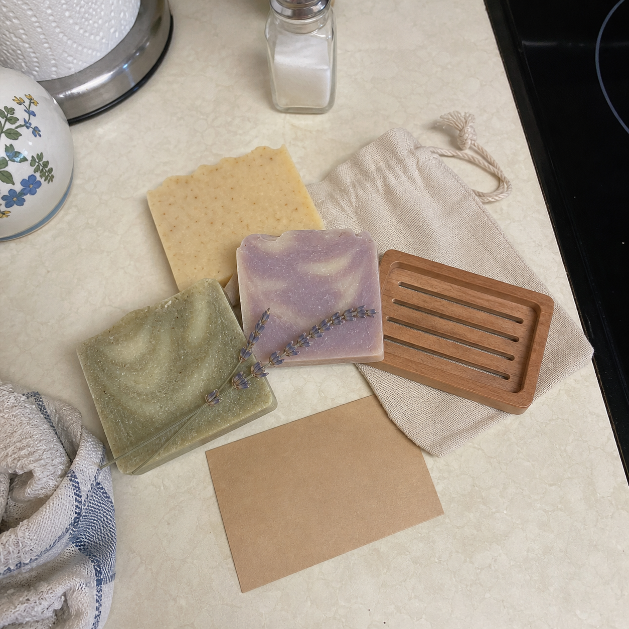 Before, the raw input you would upload for Etsy Flat-Lay "What's In The Box": Knolling Shot of Everything Buyer Receives