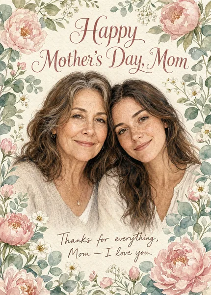 Mother's Day & Father's Day Card — Personal Portrait with a Hand-Written Note preview