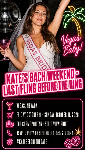 Bachelorette Weekend Invitation — Themed Destination Flash-Photo Card preview