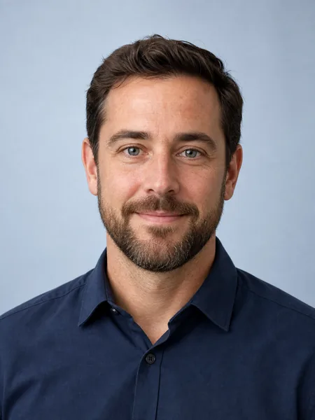 Corporate Badge / Background-Check / Tenant ID Photo — Warm Professional preview