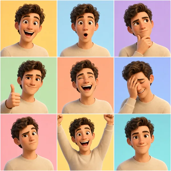 Pixar Emoji Reaction Pack — 9 Mini You-as-Character Emojis for Newsletters & Podcasts preview