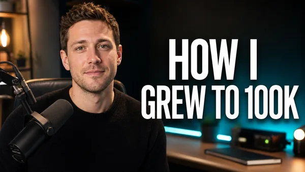 Cinematic Podcast Studio Portrait — YouTube Thumbnail with Headline preview