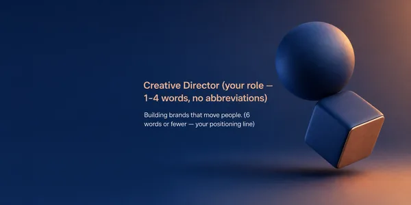 LinkedIn Cover Banner — 1584×396 Personal Brand (Abstract 3D + Job Title + Tagline) preview