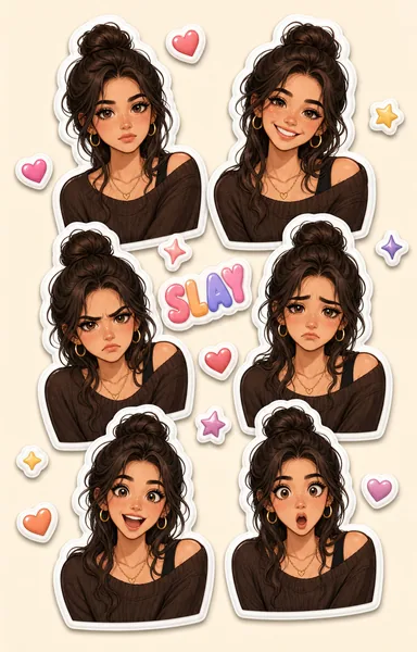 Sticker Sheet Mockup — 6-Expression Puffy Character Pack for POD Listings preview