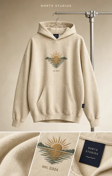 Hoodie Mockup — Ghost-Hung Editorial Lookbook with Detail Strips preview