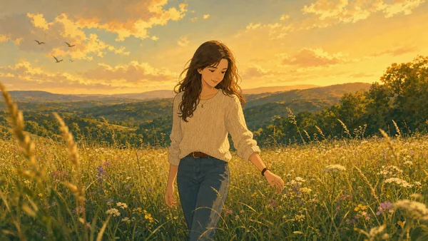 Studio Ghibli Storybook Scene — You in a Golden-Hour Painted World preview