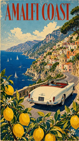 Vintage Travel Poster — Mid-Century Screen-Print Swap-the-Destination Wall Art preview