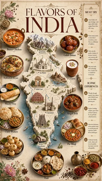 Country Culinary Poster — Food + Landmarks + 3D Isometric Map preview